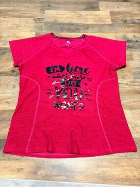 Game Time Women’s Pink Athletic Graphic Tee Size Large Workout Top Gym Shirt